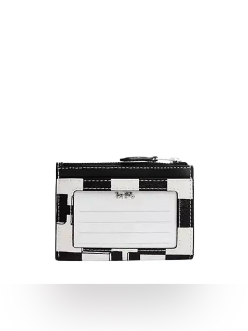 NWT Coach Mini Skinny ID Case w/ Checkerboard Print, Black/Chalk/Silver - Picture 2 of 2